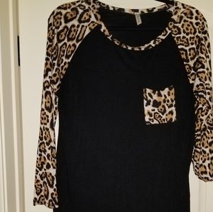 Leopard & Black Blouse L